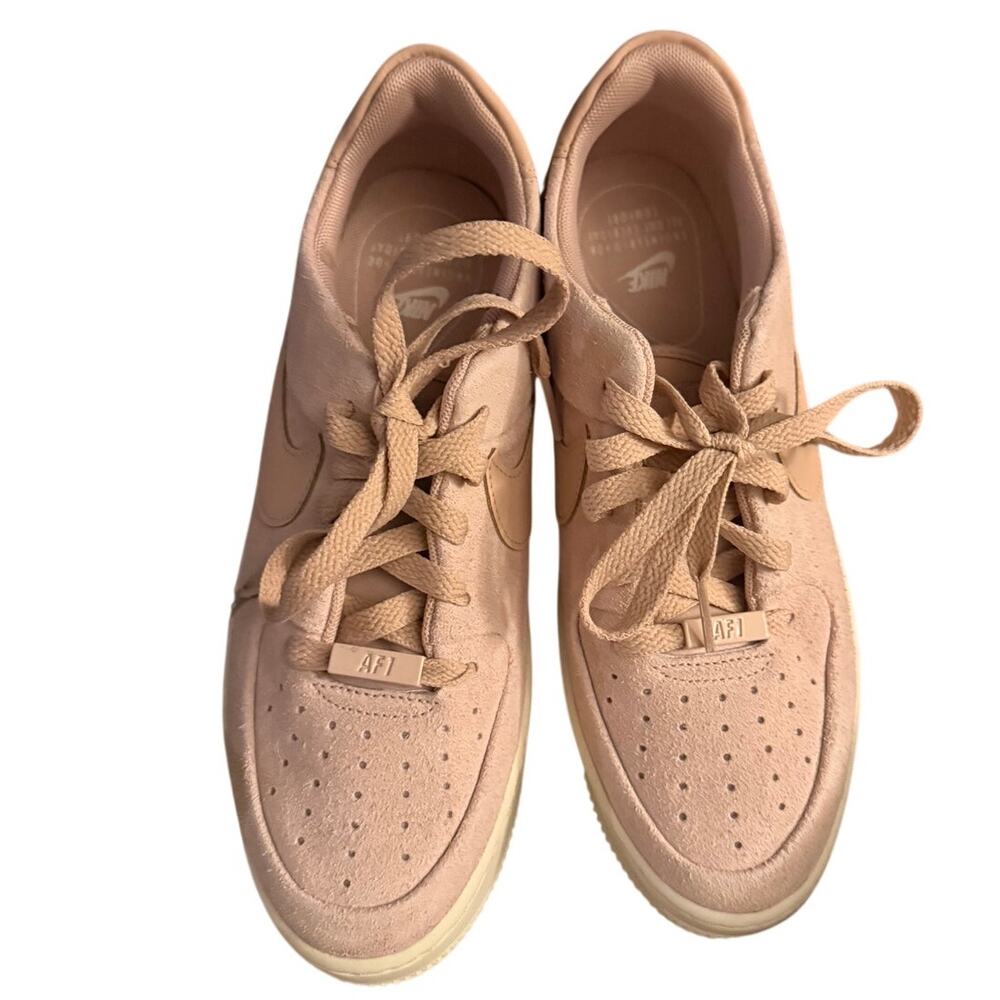 Nike Air Force 1 Sage Low Suede Pink Platform Sneakers Size 8 - Picture 3 of 9